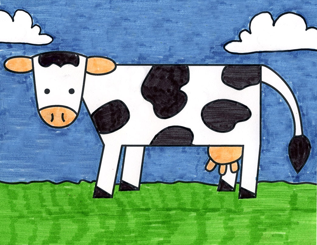 How to Draw an Easy Cow · Art Projects for Kids-saigonsouth.com.vn