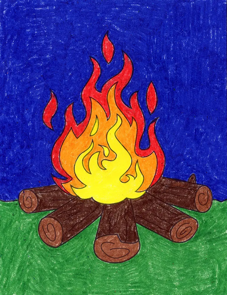 realistic campfire drawing