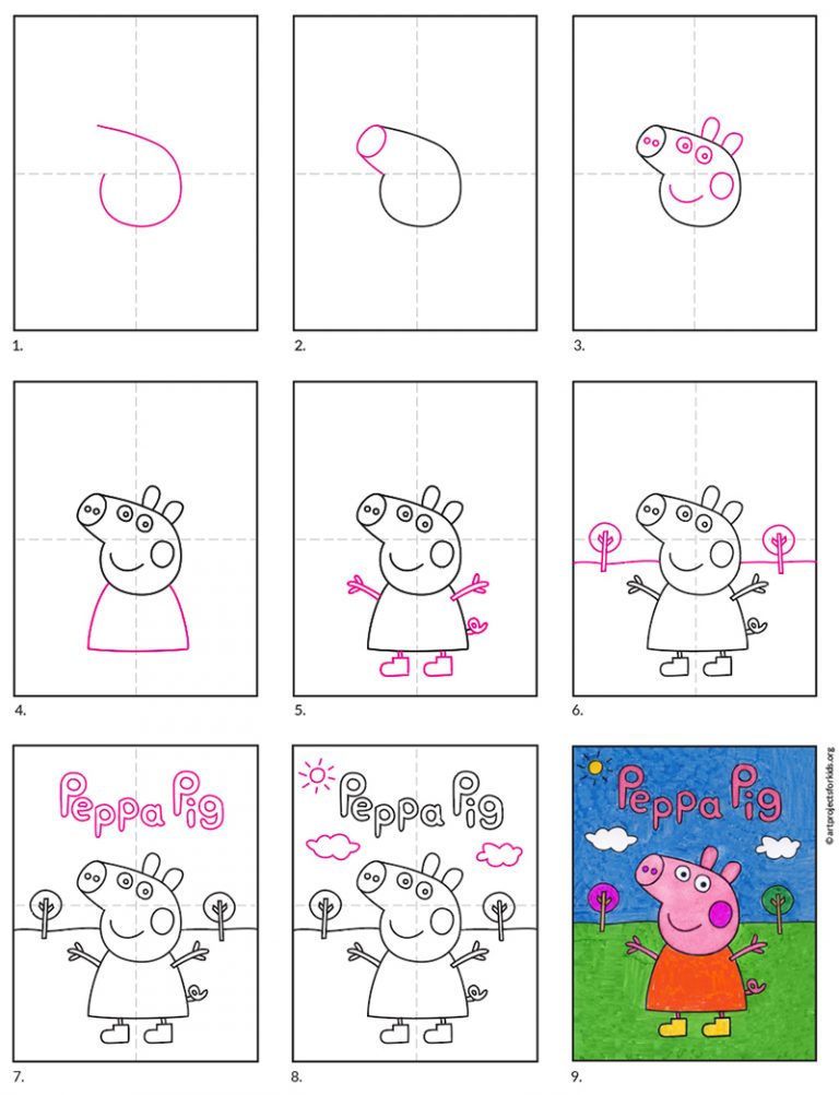 How To Draw Peppa Pig Characters Step By Step Easy Drawing