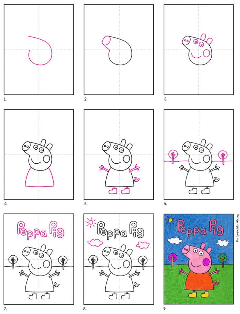 how to draw Peppa Pig