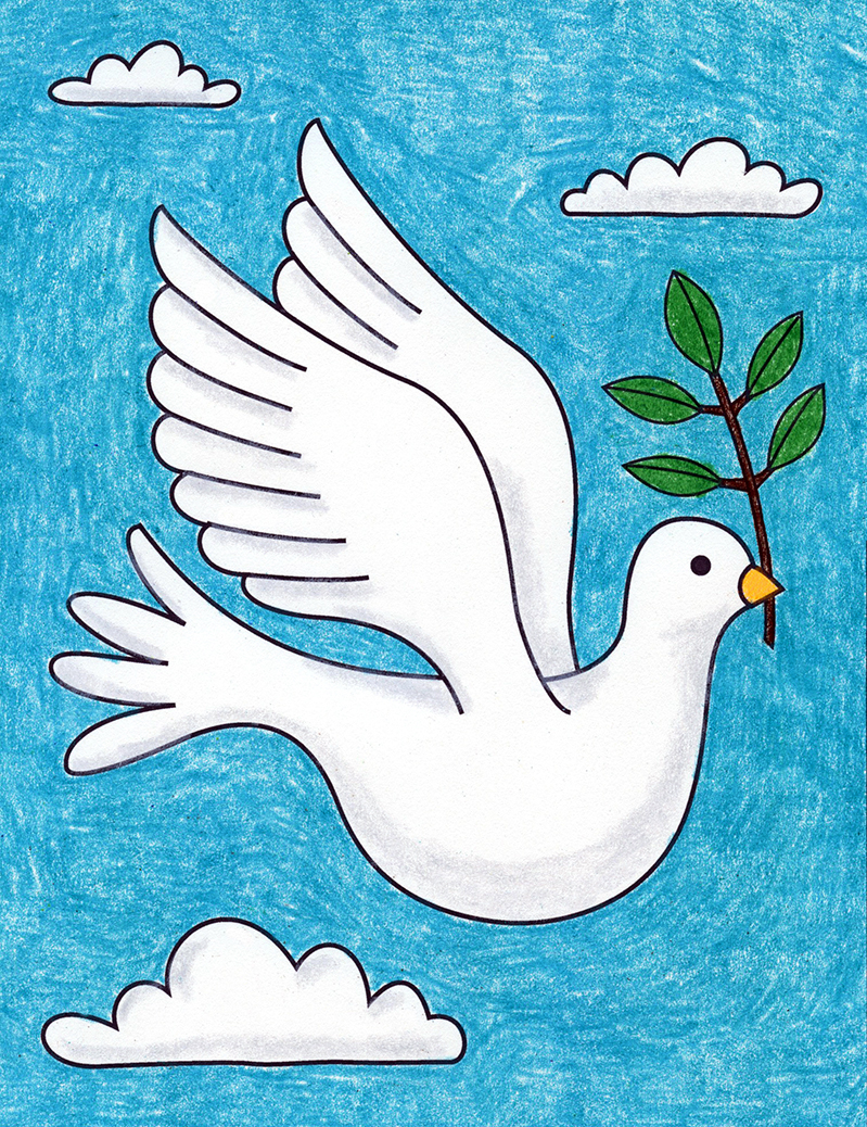 Easy How to Draw a Dove Tutorial and Dove Coloring Page