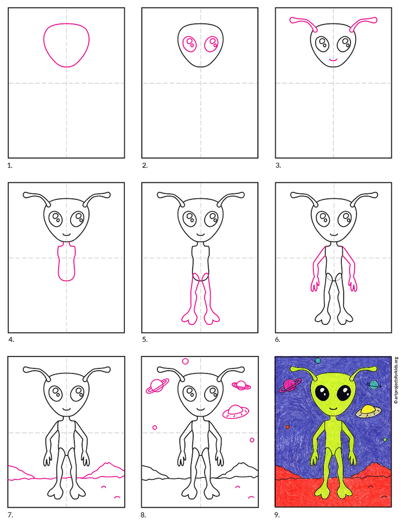 How To Draw An Alien Easy Step By Step - vrogue.co