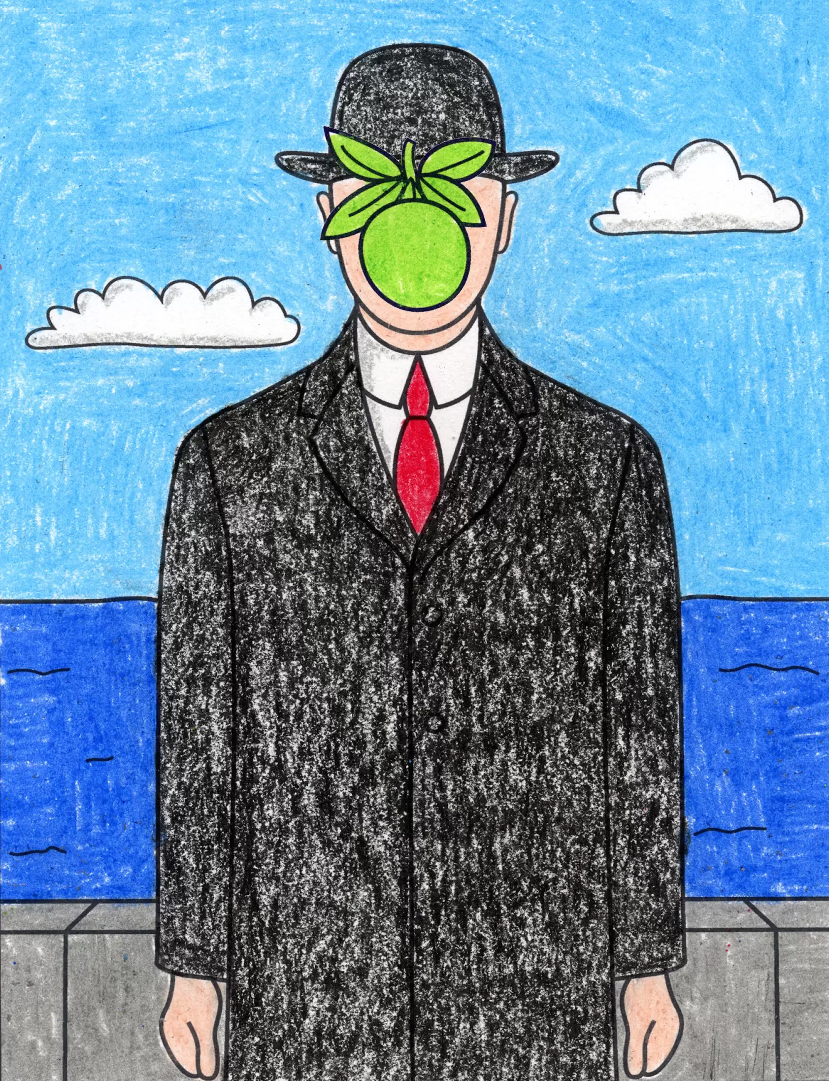 Easy Magritte Art Project for Kids and Magritte Coloring Page