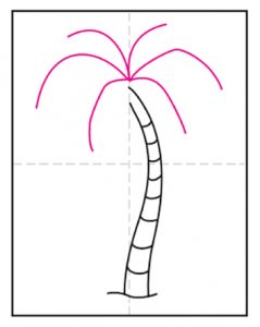 Easy How to Draw a Palm Tree Tutorial & Palm Tree Coloring Page