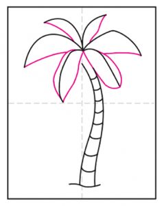 Easy How to Draw a Palm Tree Tutorial & Palm Tree Coloring Page