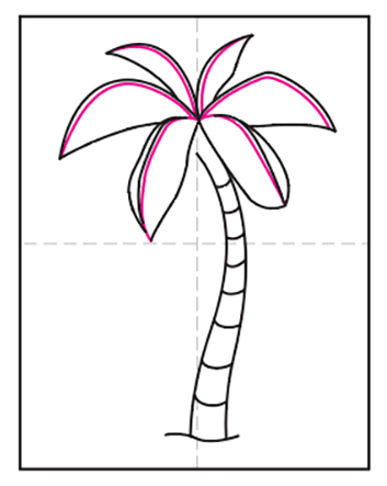 Easy How to Draw a Palm Tree Tutorial and Palm Tree Coloring Page