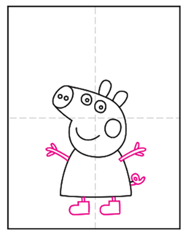 Easy How to Draw Peppa Pig Tutorial, Peppa Pig Coloring Page