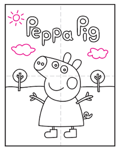 Easy How to Draw Peppa Pig Tutorial and Peppa Pig Coloring Page
