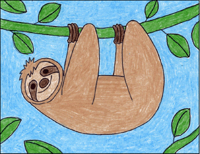 Легко Как нарисовать ленивца Учебное видео и страница раскраски ленивца