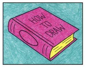 Easy How to Draw a Book Tutorial and Book Coloring Page