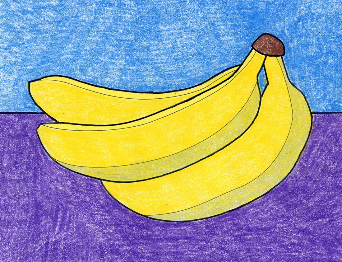 Learn How to Draw a Banana Pair (Fruits) Step by Step : Drawing Tutorials