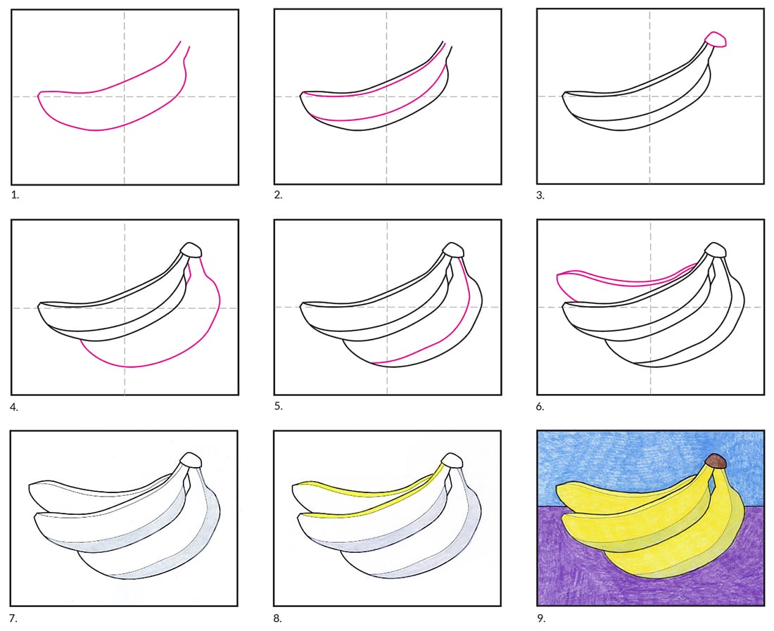 Easy How to Draw a Banana Tutorial · Art Projects for Kids