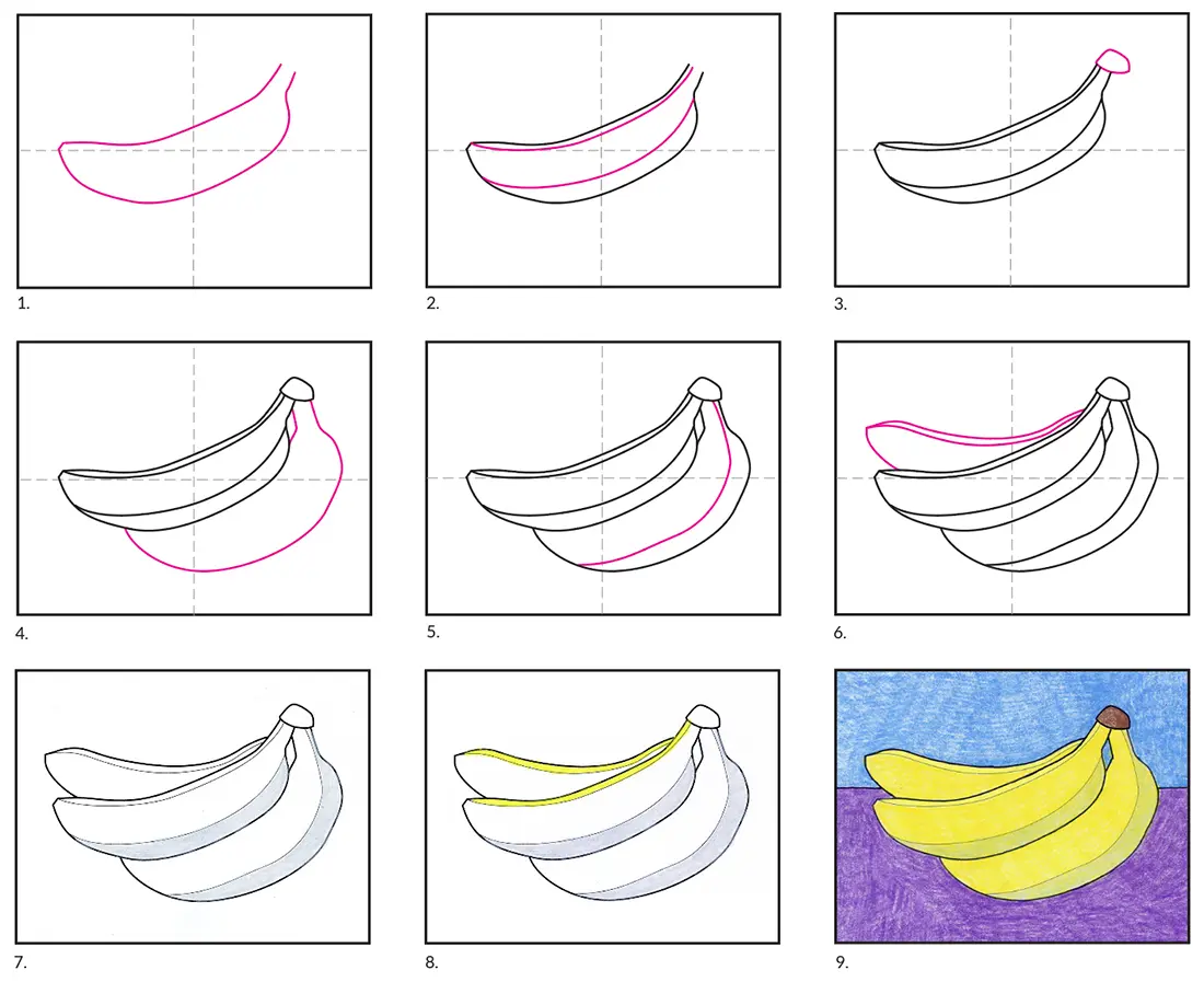 Banana Drawing Step By Step