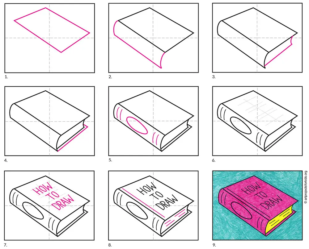 Step by Step 3D Book Drawing | Art Tutorials | Book drawing, Easy 3d drawing,  Open book drawing