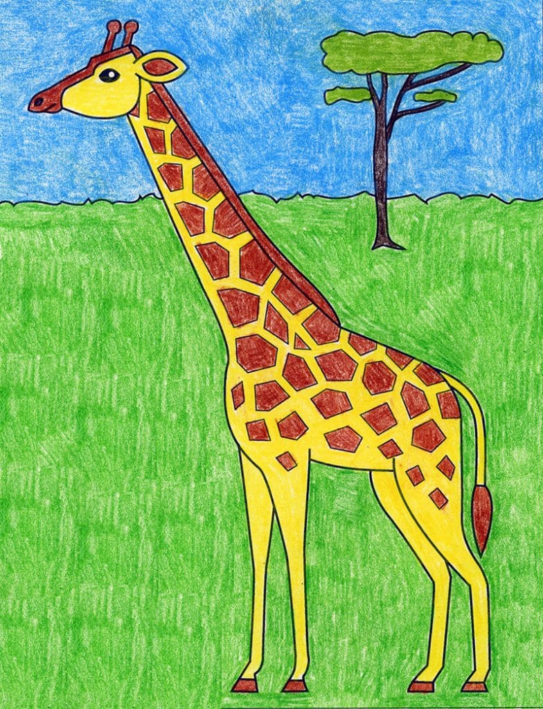 how to draw a giraffe easy