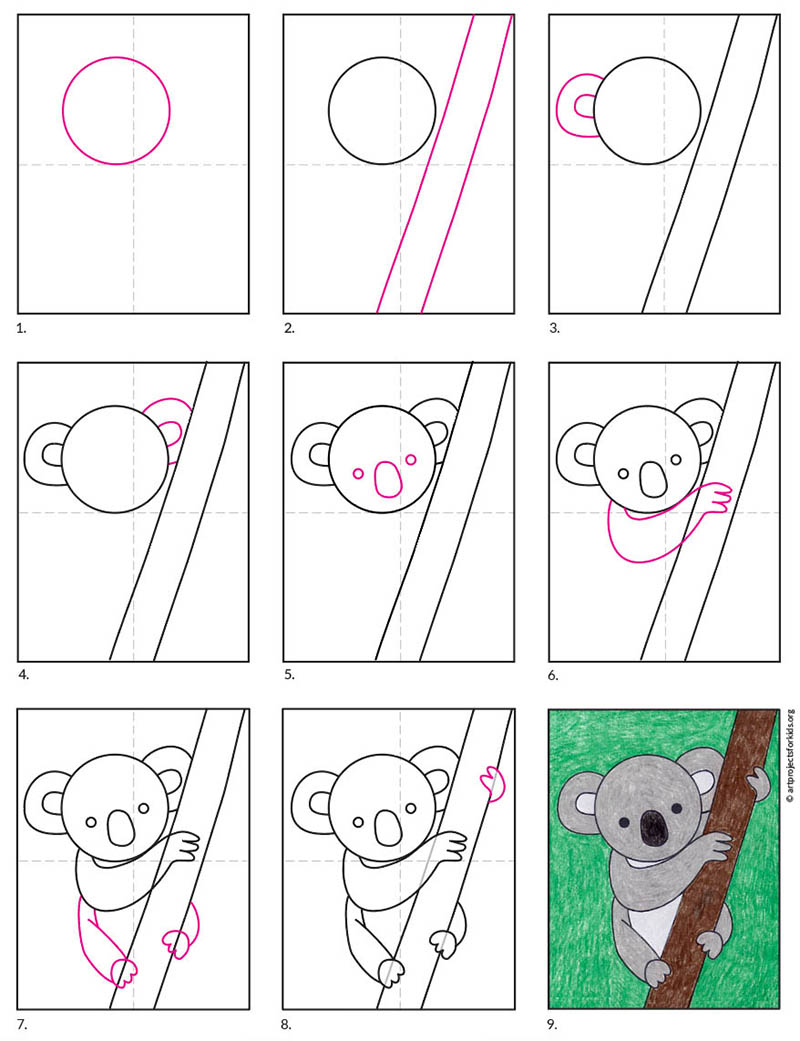 How To Draw An Easy Koala Art Projects For Kids   Draw A Koala Diagram 