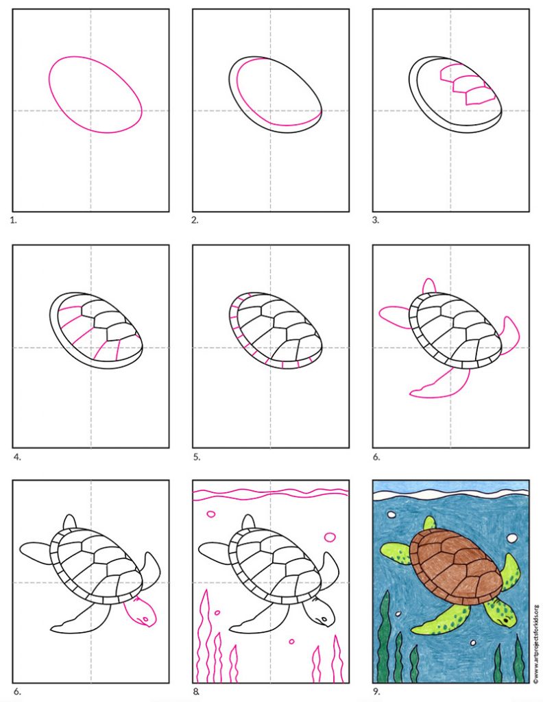 How to Draw a Sea Turtle · Art Projects for Kids