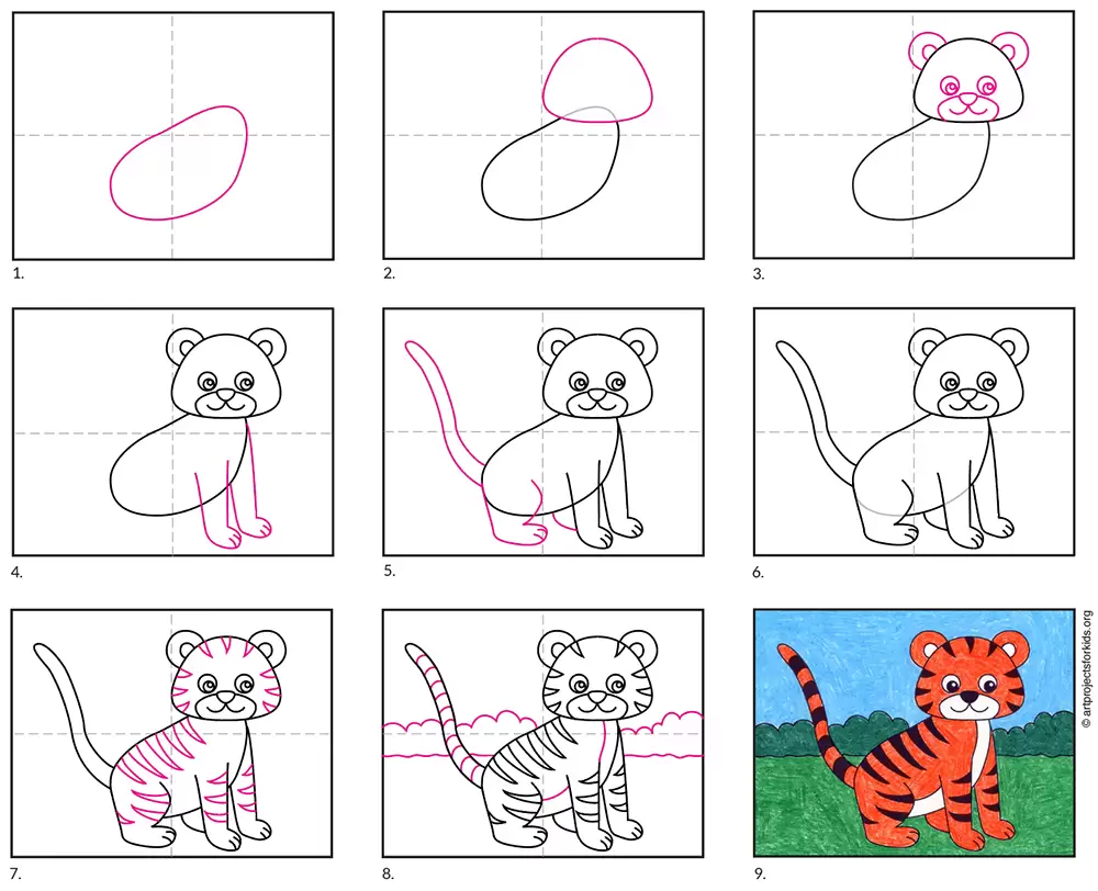 How to Draw an Easy Tiger