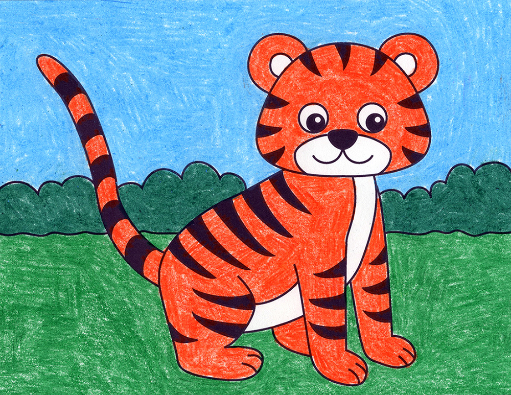 How to Draw an Easy Tiger · Art Projects for Kids