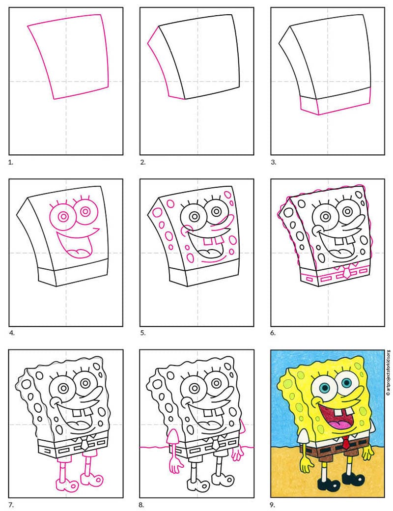 How to Draw SpongeBob SquarePants · Art Projects for Kids
