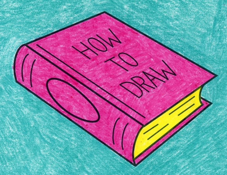 Easy How to Draw a Book Tutorial and Book Coloring Page