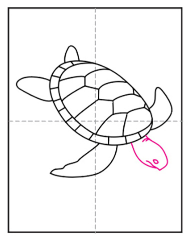 Easy How to Draw a Sea Turtle Tutorial and Sea Turtle Coloring Page