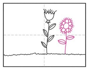 Easy How to Draw Simple Flowers Tutorial and Coloring Page