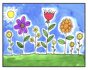 Easy How to Draw Simple Flowers Tutorial and Coloring Page