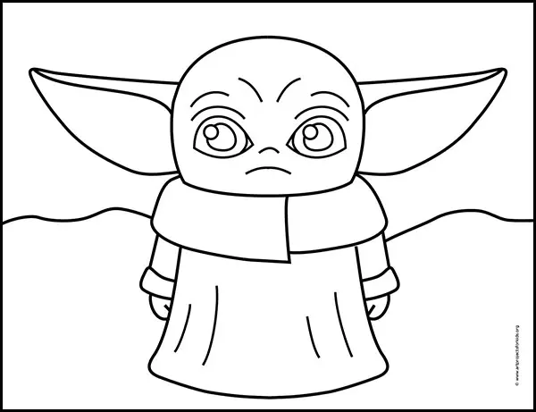 Baby Yoda Coloring page, available as a free download.