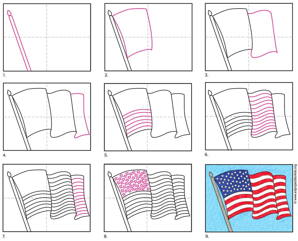 How to Draw the American Flag · Art Projects for Kids