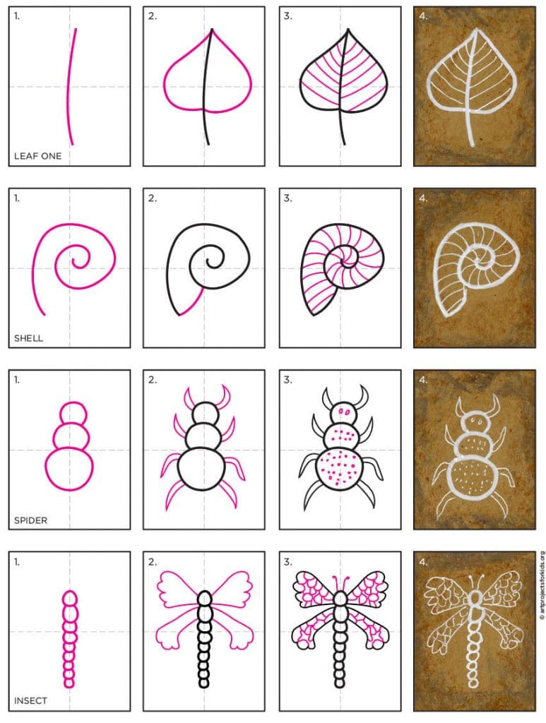 Easy How to Draw a Fossil Tutorial and Fossil Coloring Page