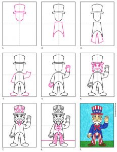 How to Draw Uncle Sam: Easy Step-by-Step Art Lesson for Kids