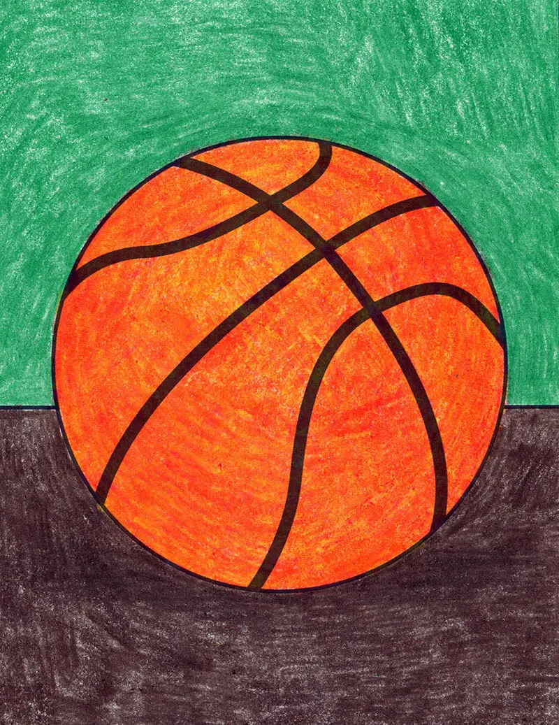 Easy How to Draw a Basketball Tutorial & Basketball Coloring Page