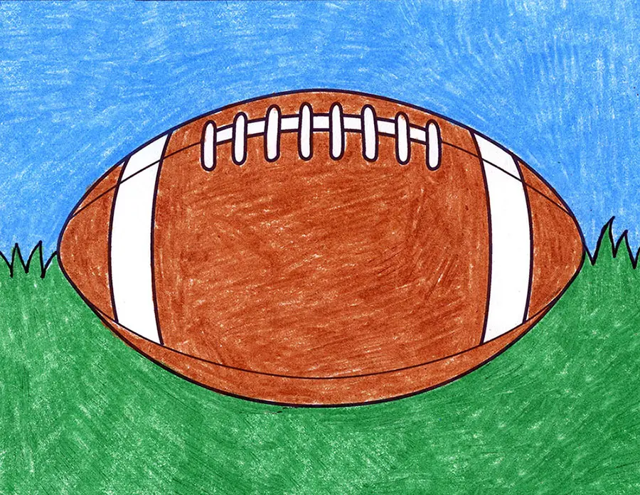 Easy How to Draw a Football Tutorial Video and Football Coloring Page