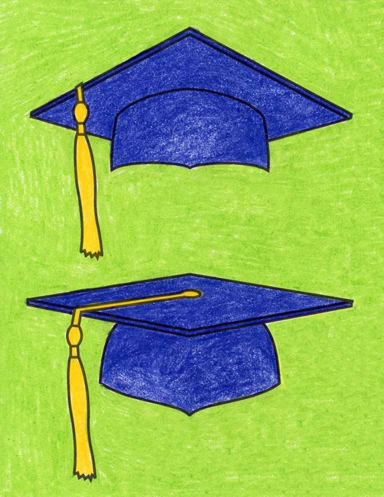 Easy How to Draw a Graduation Cap Tutorial and Graduation Cap Coloring Page