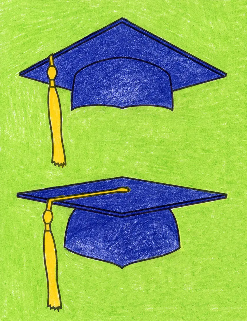 Easy How to Draw a Graduation Cap Tutorial and Graduation Cap Coloring Page