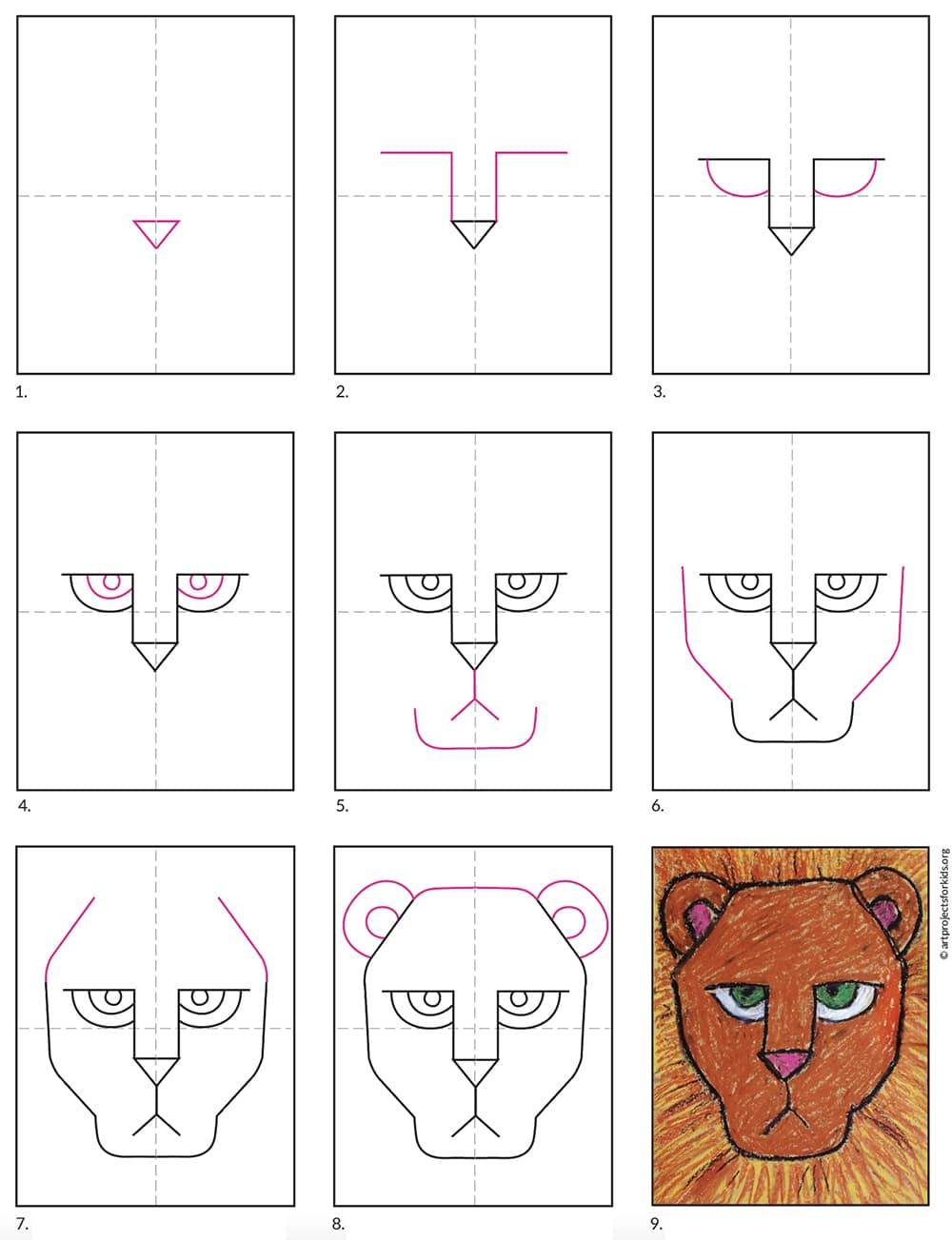 Simple How you can Draw a Lion Face Tutorial and Lion Coloring Web page