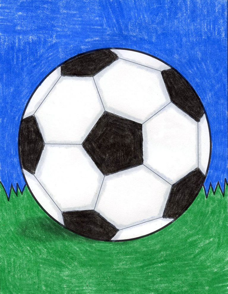 Easy How to Draw a Soccer Ball Tutorial and Soccer Ball Coloring Page
