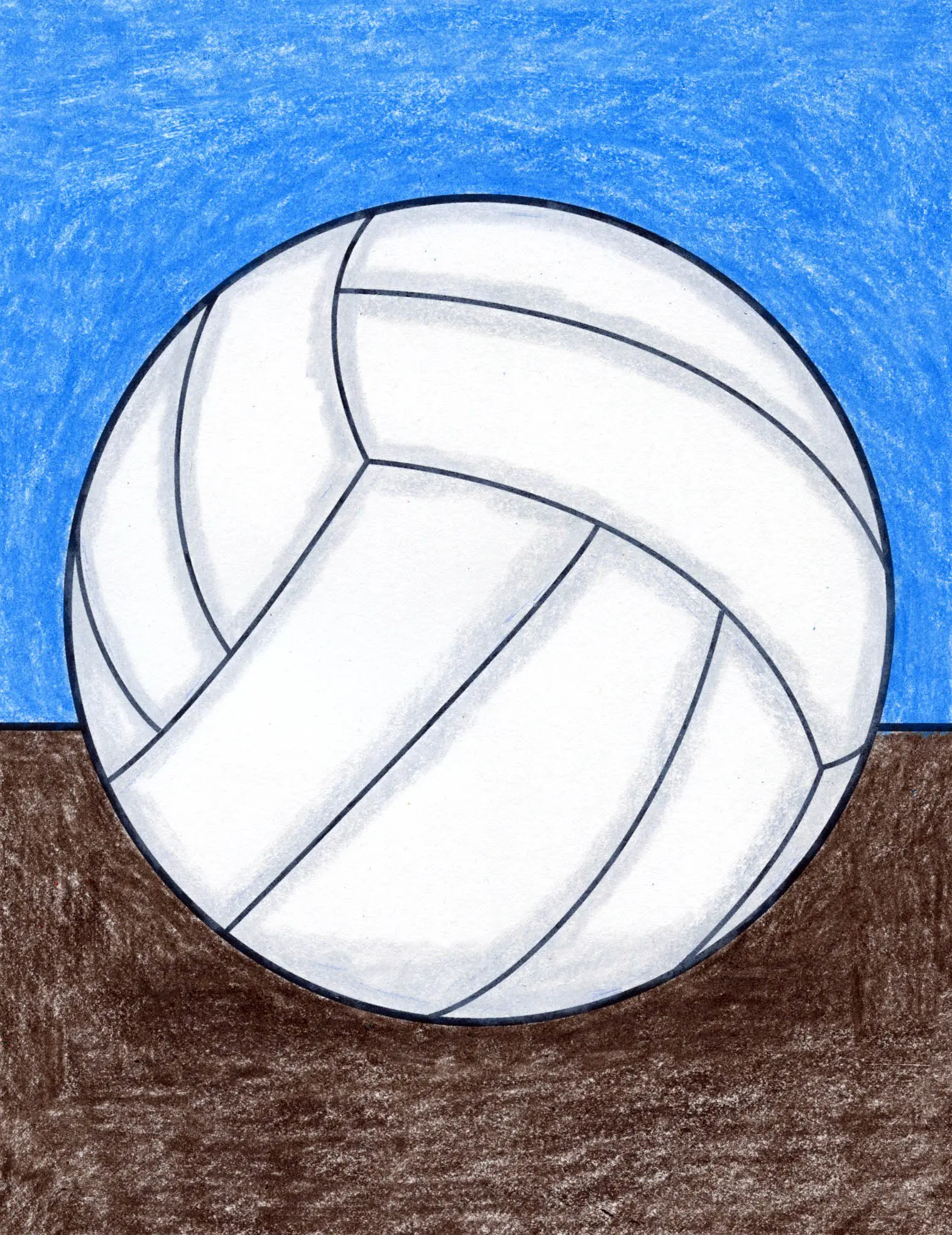 Easy How to Draw a Volleyball Tutorial and Volleyball Ball Coloring Page