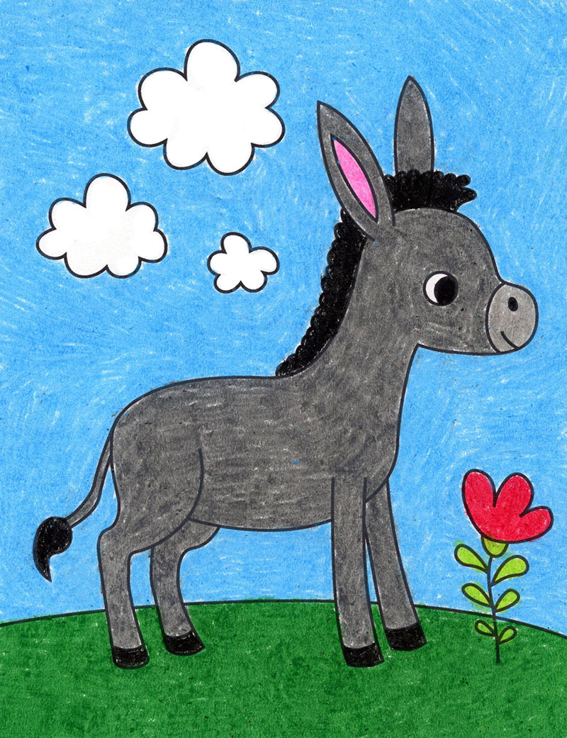 How to Draw a Donkey · Art Projects for Kids