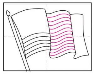 Easy How to Draw the American Flag Tutorial and Coloring Page