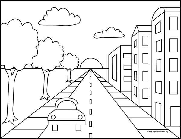 Draw A City With One Point Perspective Art Projects For Kids