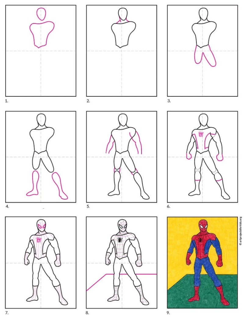 Simple Find out how to Draw Spiderman Tutorial Video and Coloring Web