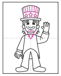 Easy How to Draw Uncle Sam Tutorial Video and Coloring Page