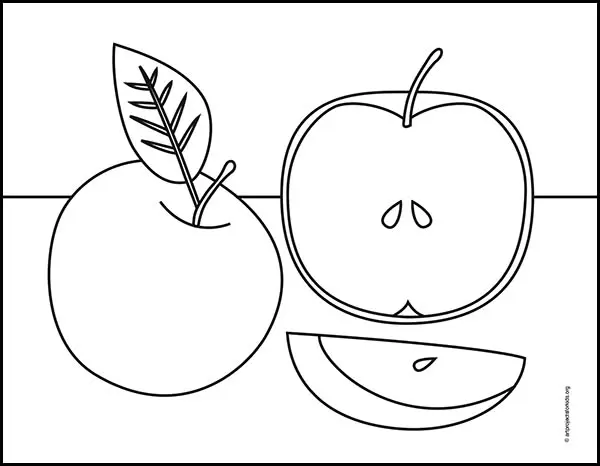 Apple line art vector drawing | Free SVG