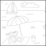 Easy How to Draw a Beach Tutorial and Beach Coloring Page