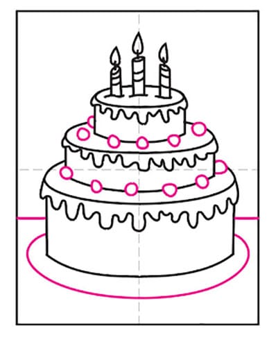 Easy How to Draw Birthday Cake Tutorial · Art Projects for Kids