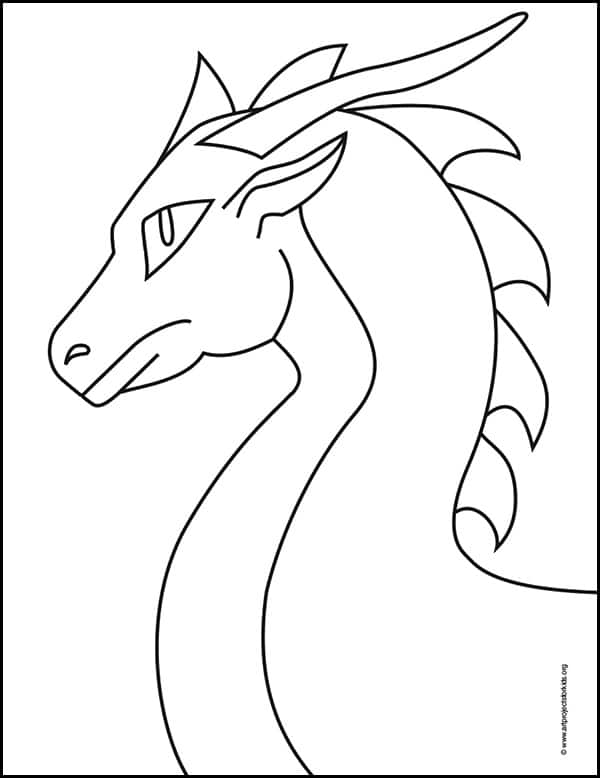 How to Draw a Dragon Head Coloring page, available as a free download.