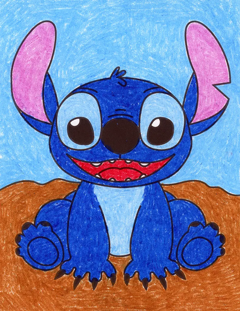Easy How to Draw Stitch Tutorial and Stitch Coloring Page