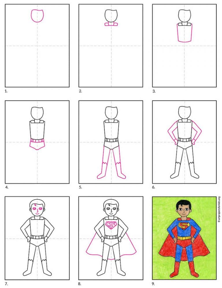 How To Draw Superman Art Projects For Kids JINZZY   Draw Superman Diagram 768x996 